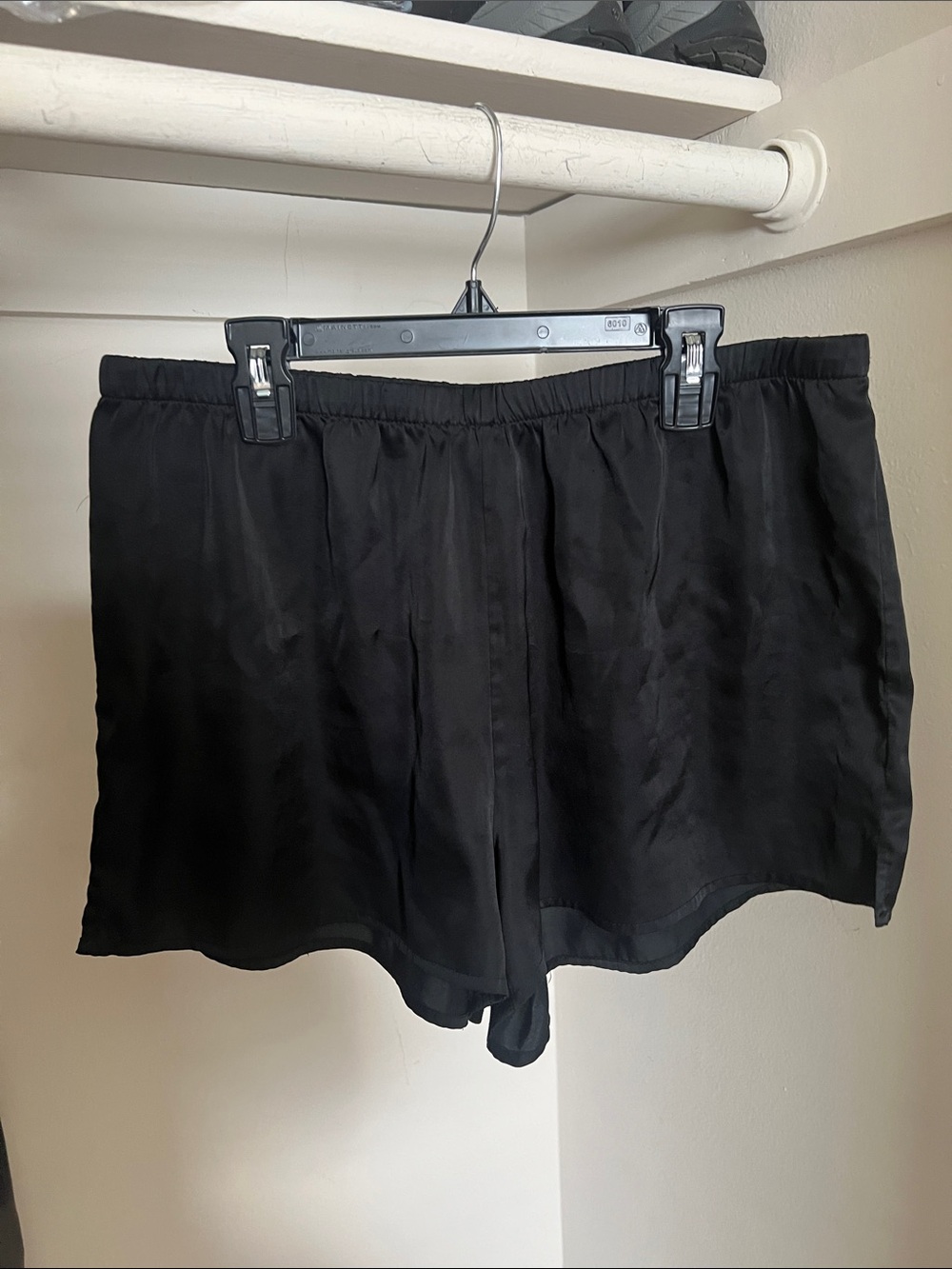 stars above Black Satin High-Waist Lounge Shorts